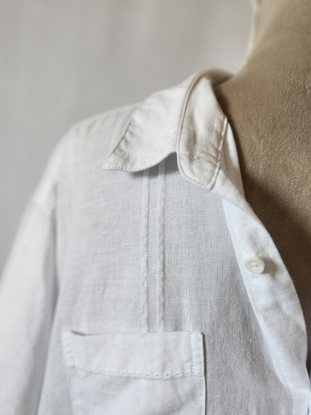 Cafe Luna Shirt Men's XL White Linen Blend Button Up Short Sleeve - Picture 5 of 16